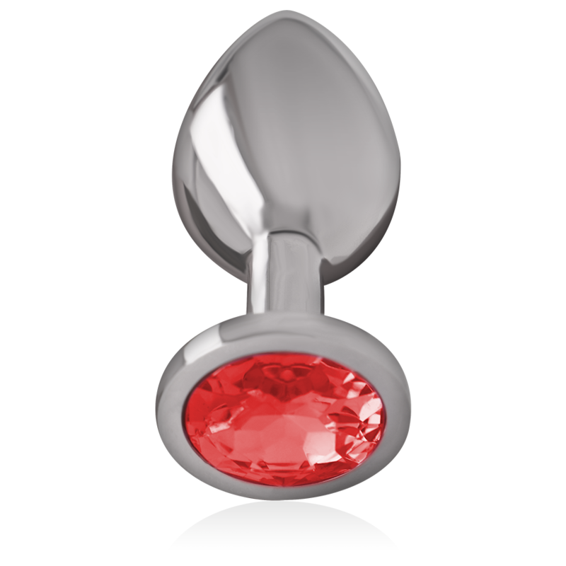 PLUG ANALE IN METALLO ALLUMINIO CON CRISTALLO ROSSO MISURA L