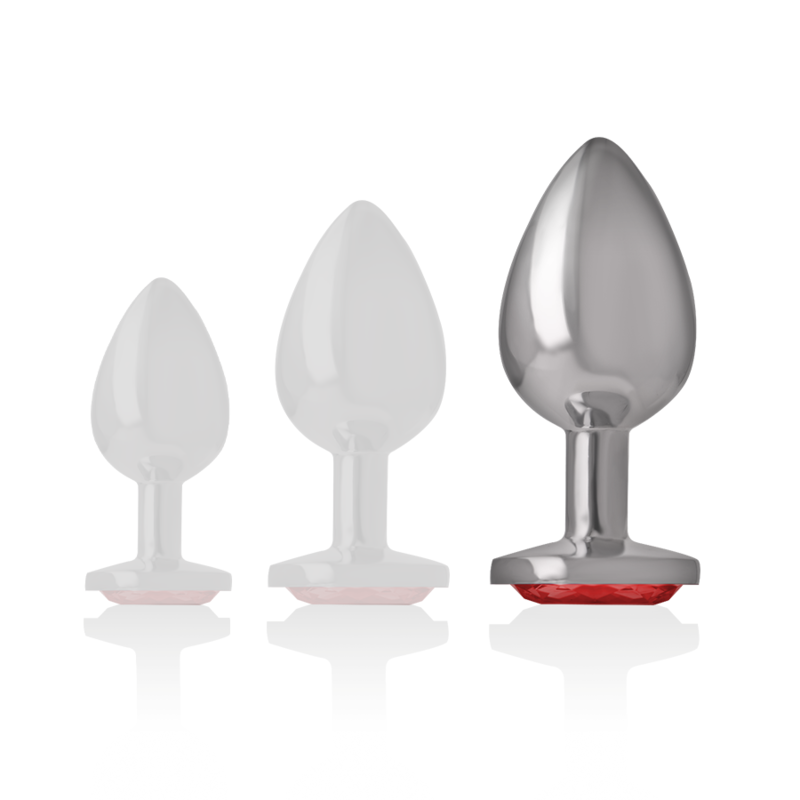 PLUG ANALE IN METALLO ALLUMINIO CON CRISTALLO ROSSO MISURA L
