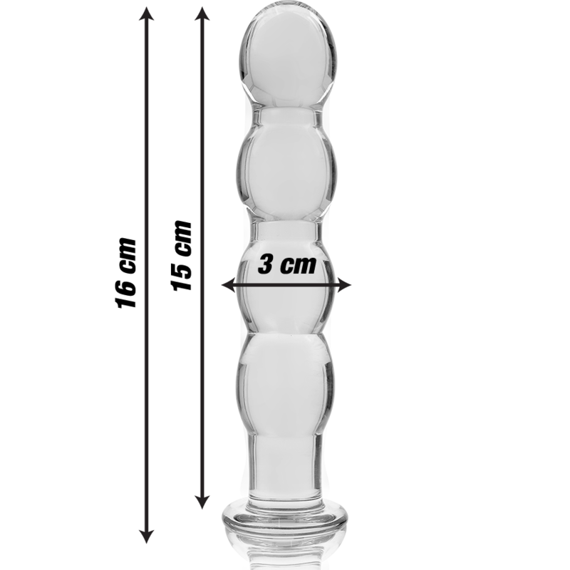 NEBULA SERIES BY IBIZA - MODELLO 10 DILDO IN VETRO BOROSILICATO TRASPARENTE 16.5 CM -O- 3.5 CM dildo
