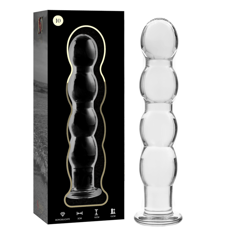 NEBULA SERIES BY IBIZA - MODELLO 10 DILDO IN VETRO BOROSILICATO TRASPARENTE 16.5 CM -O- 3.5 CM dildo