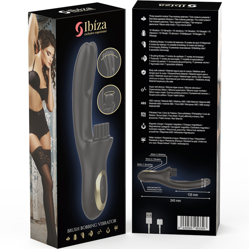 VIBRATORE CLITORIALE MULTICELLULARE E DOPPIA ONDA CON SPAZZOLA RABITT HI-TECH