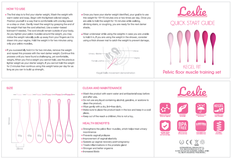 LESLIE - SET PER ALLENAMENTO MUSCOLI PELVICI KEGEL FIT 6 PEZZI