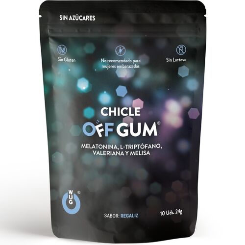 WUG GUM - OFF VALERIAN, TRYPTOPHAN, GUSTO LEMON BALM AND MELATONIN 10 UNITS