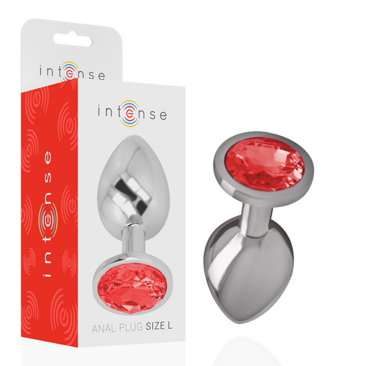 PLUG ANALE IN METALLO ALLUMINIO CON CRISTALLO ROSSO MISURA L