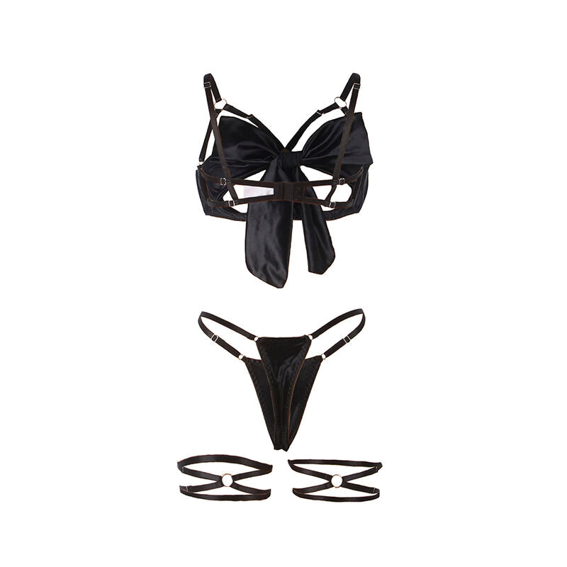 COMPLETO REGGISENO CON FIOCCO NERO REGOLABILE S/M