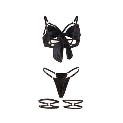 COMPLETO REGGISENO CON FIOCCO NERO REGOLABILE S/M