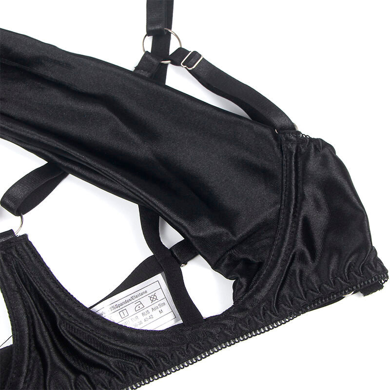 COMPLETO REGGISENO CON FIOCCO NERO REGOLABILE S/M
