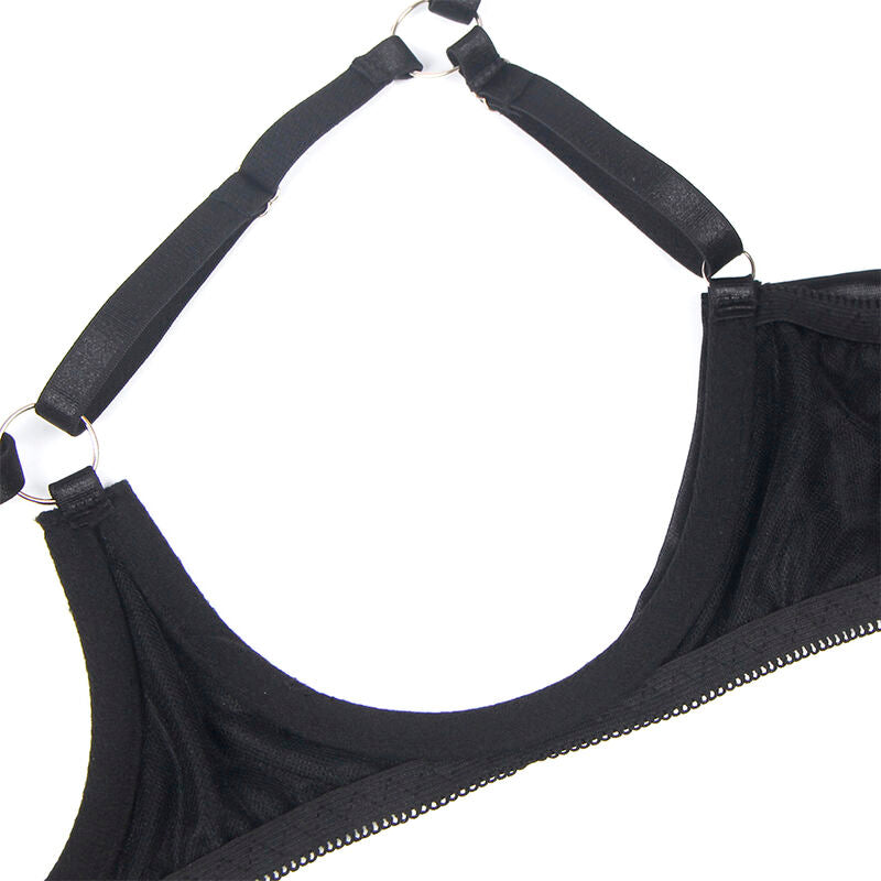 COMPLETO REGGISENO CON FIOCCO NERO REGOLABILE S/M