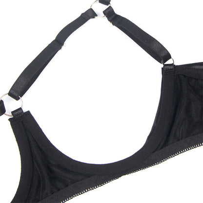 COMPLETO REGGISENO CON FIOCCO NERO REGOLABILE S/M