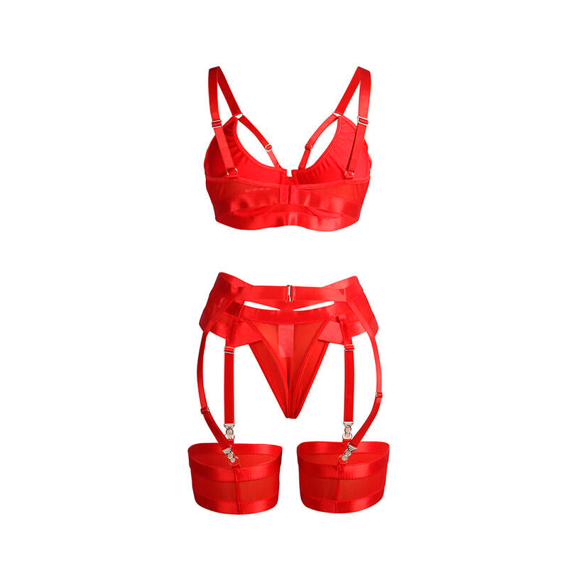REGGISENO BONDAGE ROSSO CON GIARRETTIERA S/M