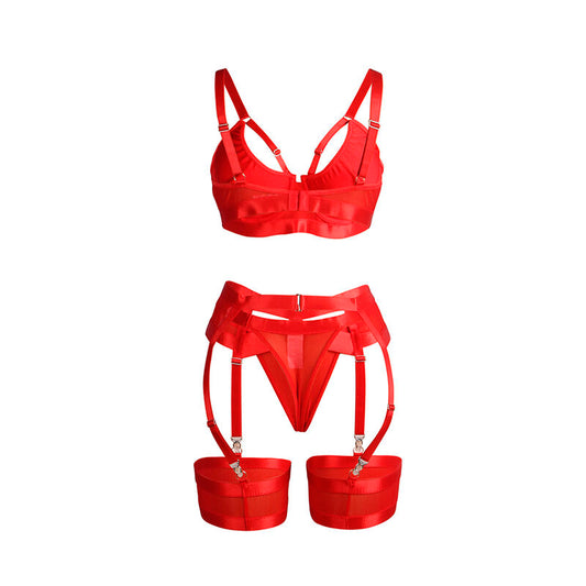 REGGISENO BONDAGE ROSSO CON GIARRETTIERA S/M