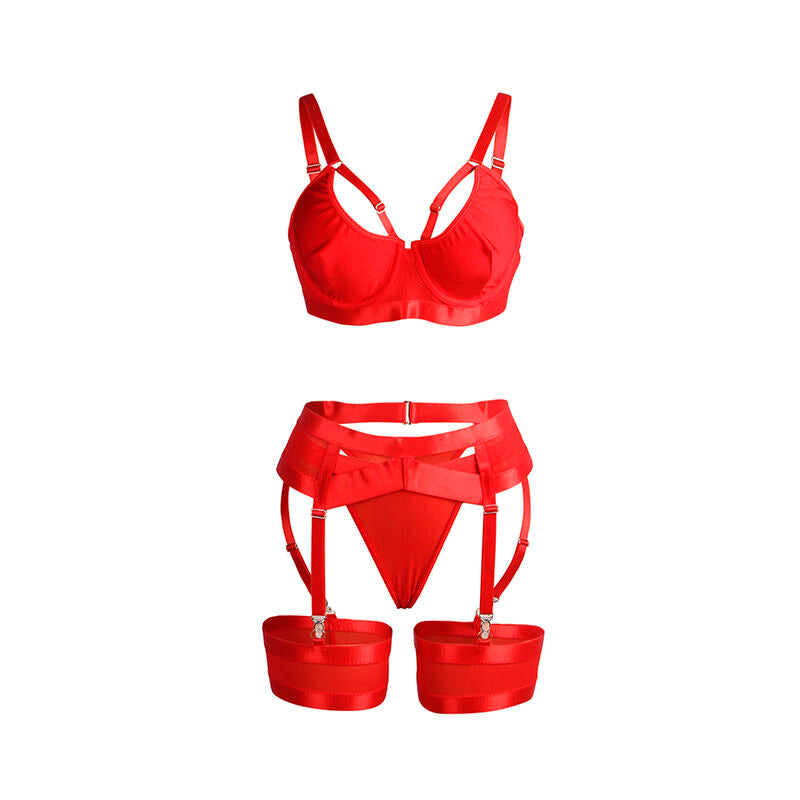 REGGISENO BONDAGE ROSSO CON GIARRETTIERA S/M