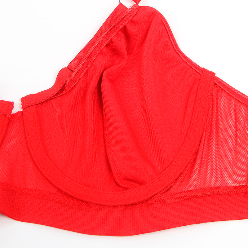 REGGISENO BONDAGE ROSSO CON GIARRETTIERA S/M