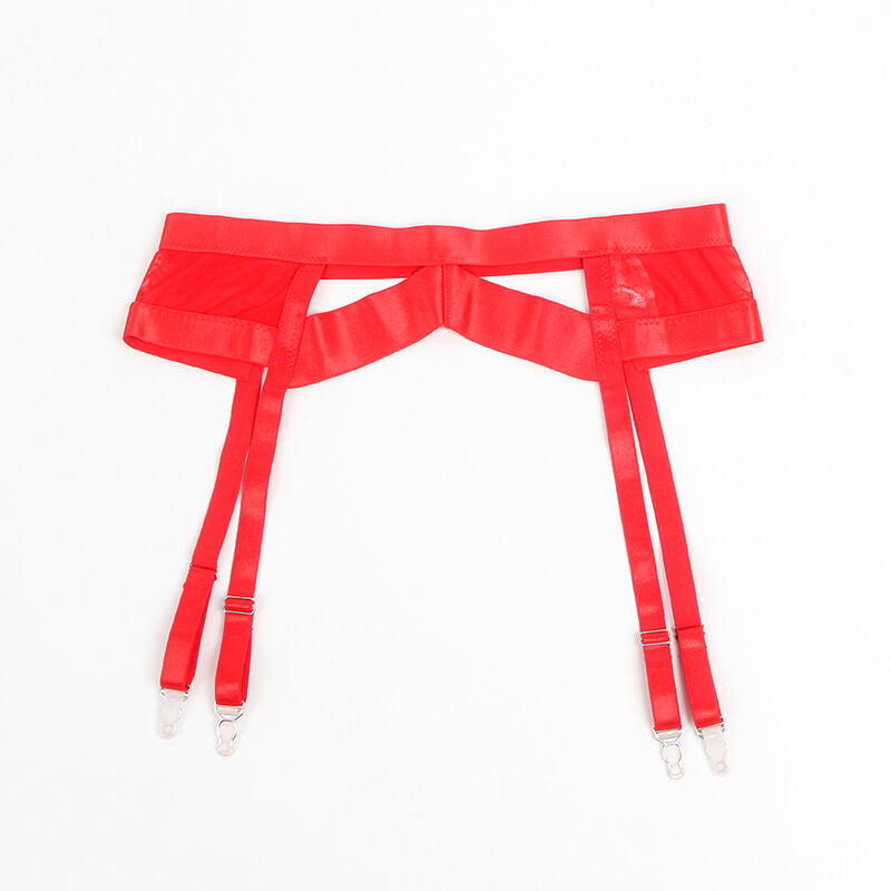 REGGISENO BONDAGE ROSSO CON GIARRETTIERA S/M
