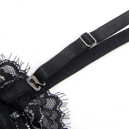 BODY IN PIZZO CON FIOCCHI E GIARRETTIERE NERO S/M