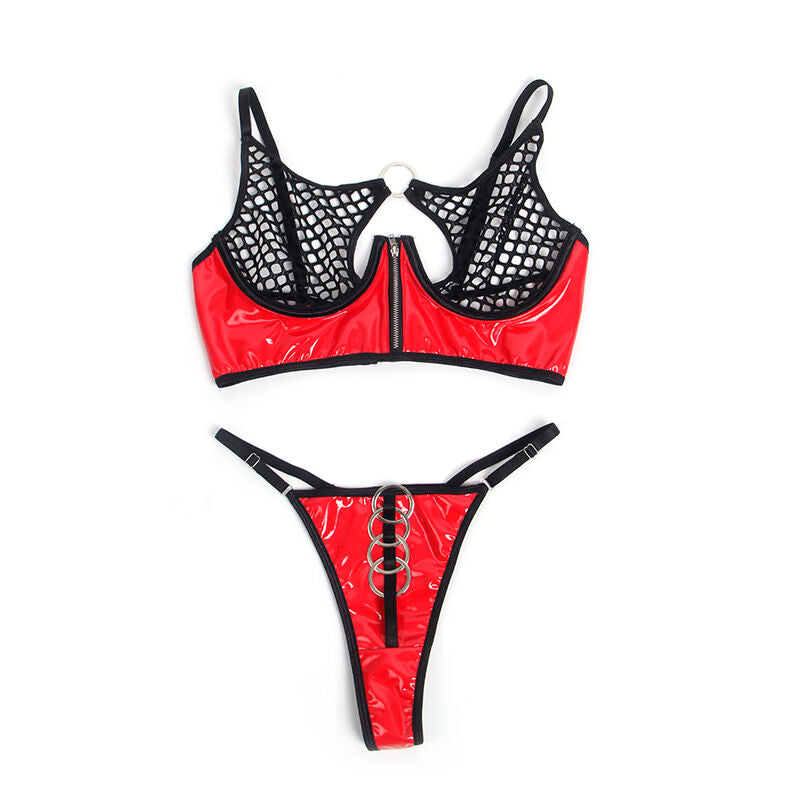 REGGISENO IN VERNICE ROSSA CON CERNIERA E REGGISENO A RETINO S/M