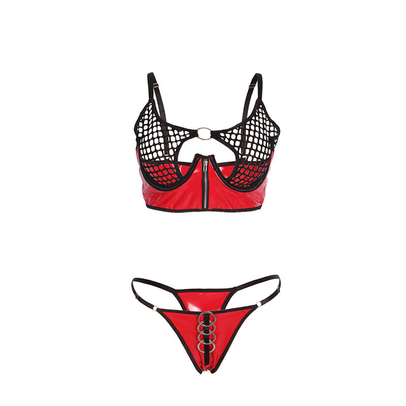 REGGISENO IN VERNICE ROSSA CON CERNIERA E REGGISENO A RETINO S/M