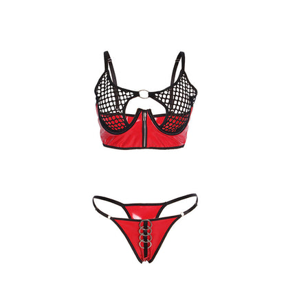 REGGISENO IN VERNICE ROSSA CON CERNIERA E REGGISENO A RETINO S/M