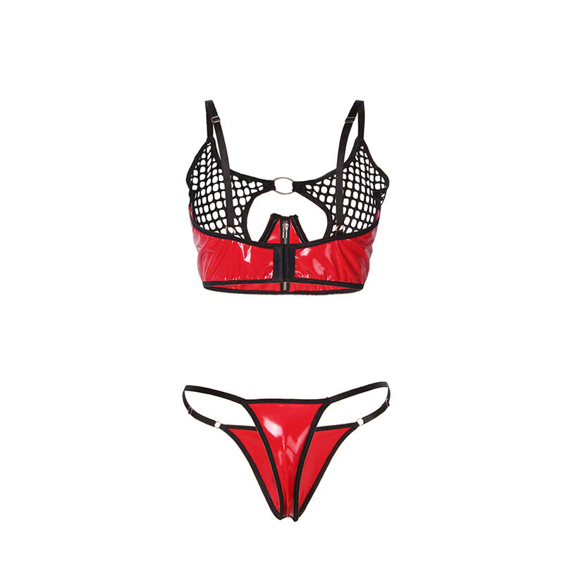 REGGISENO IN VERNICE ROSSA CON CERNIERA E REGGISENO A RETINO S/M
