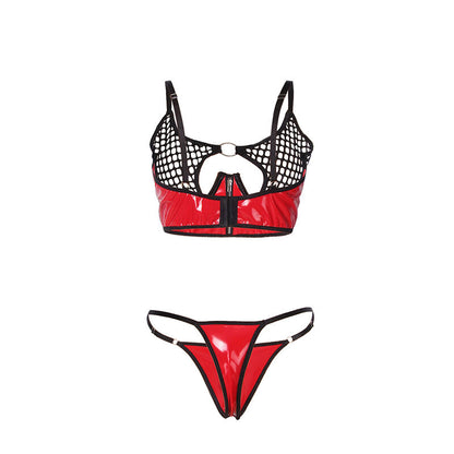 REGGISENO IN VERNICE ROSSA CON CERNIERA E REGGISENO A RETINO S/M
