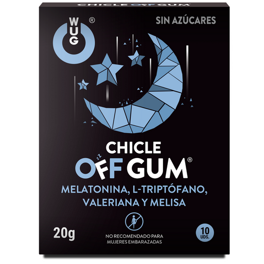 WUG GUM - OFF VALERIAN, TRYPTOPHAN, GUSTO LEMON BALM AND MELATONIN 10 UNITS